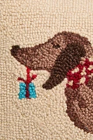 CHRISTMAS SAUSAGE DOG WOOL THROW PILLOW COVER