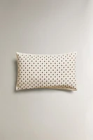 COTTON THROW PILLOW COVER WITH CHRISTMAS HOLLY