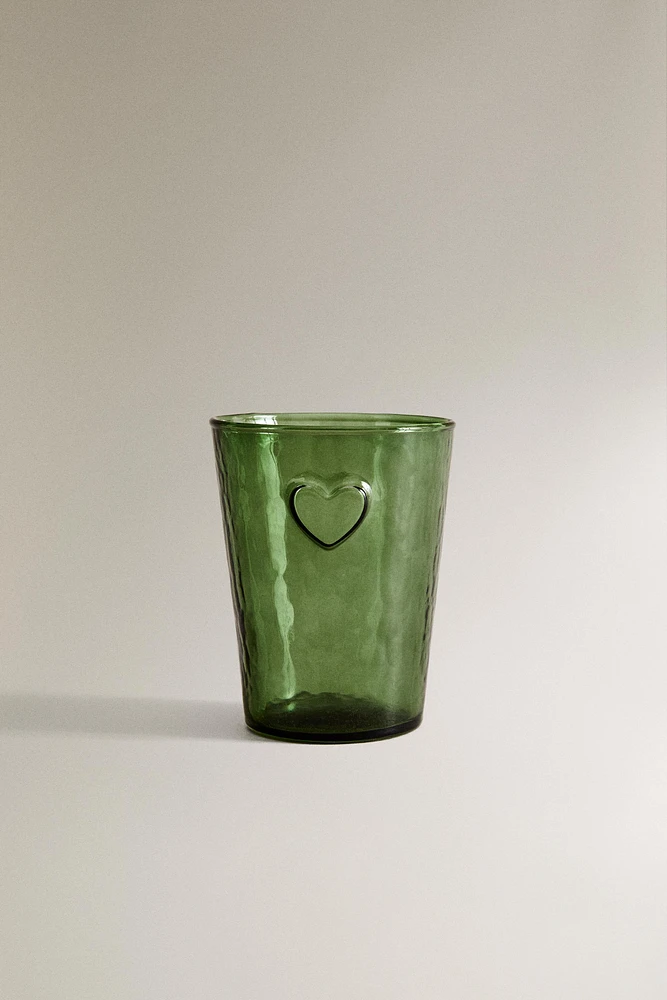 CHRISTMAS HEART GLASS TUMBLER