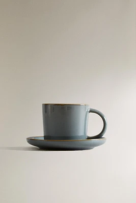 TEACUP AND SAUCER WITH CONTRAST RIM