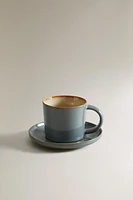 TEACUP AND SAUCER WITH CONTRAST RIM