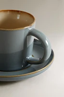 TEACUP AND SAUCER WITH CONTRAST RIM