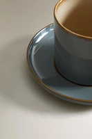 TEACUP AND SAUCER WITH CONTRAST RIM