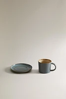 TEACUP AND SAUCER WITH CONTRAST RIM