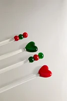 SET OF CHRISTMAS GLASS DESSERT SPOONS (SET OF 4)