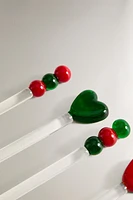 SET OF CHRISTMAS GLASS DESSERT SPOONS (SET OF 4)