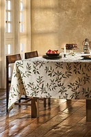 JACQUARD COTTON TABLECLOTH WITH CHRISTMAS HOLLY