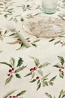 JACQUARD COTTON TABLECLOTH WITH CHRISTMAS HOLLY