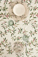 JACQUARD COTTON TABLECLOTH WITH CHRISTMAS HOLLY