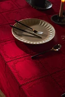 EMBROIDERED COTTON CHRISTMAS TABLECLOTH