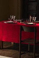 EMBROIDERED COTTON CHRISTMAS TABLECLOTH