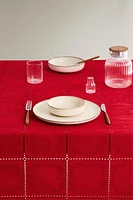 EMBROIDERED COTTON CHRISTMAS TABLECLOTH