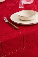 EMBROIDERED COTTON CHRISTMAS TABLECLOTH