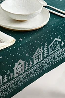 CHRISTMAS VILLAGE COTTON TABLECLOTH