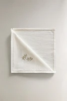 SET OF EMBROIDERED COTTON AND LINEN CHRISTMAS NAPKINS (SET OF 2)