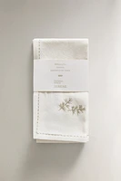 SET OF EMBROIDERED COTTON AND LINEN CHRISTMAS NAPKINS (SET OF 2)