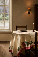 CHRISTMAS TABLECLOTH WITH POINSETTIA BORDER