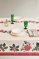 CHRISTMAS TABLECLOTH WITH POINSETTIA BORDER