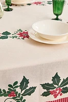 CHRISTMAS TABLECLOTH WITH POINSETTIA BORDER