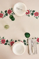 CHRISTMAS TABLECLOTH WITH POINSETTIA BORDER