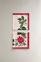 SET OF CHRISTMAS POINSETTIA BORDER NAPKINS (SET OF 2)