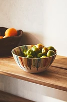 STONEWARE SALAD BOWL WITH CONTRAST LINES