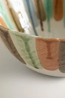 STONEWARE SALAD BOWL WITH CONTRAST LINES