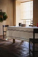 COTTON CHRISTMAS HOLLY BRANCH TABLECLOTH