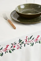 COTTON CHRISTMAS HOLLY BRANCH TABLECLOTH