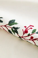 COTTON CHRISTMAS HOLLY BRANCH TABLECLOTH