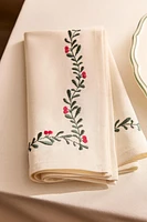 SET OF COTTON CHRISTMAS HOLLY BRANCH NAPKINS (SET OF 2)