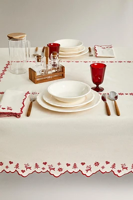 CHRISTMAS REINDEER COTTON TABLECLOTH