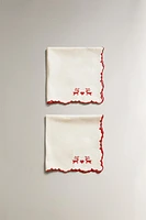 SET OF COTTON CHRISTMAS REINDEER NAPKINS (SET OF 2)