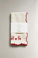 SET OF COTTON CHRISTMAS REINDEER NAPKINS (SET OF 2)