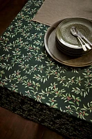 CHRISTMAS COTTON TABLECLOTH WITH HOLLY BORDER