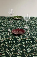 CHRISTMAS COTTON TABLECLOTH WITH HOLLY BORDER