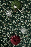 CHRISTMAS COTTON TABLECLOTH WITH HOLLY BORDER