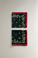 PACK OF CHRISTMAS NAPKINS WITH HOLLY BORDER (PACK OF 2)