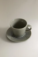 GLAZED STONEWARE COFFEE CUP AND SAUCER