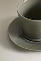 GLAZED STONEWARE COFFEE CUP AND SAUCER