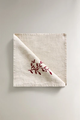 SET OF LINEN CHRISTMAS BRANCH NAPKINS (SET OF 2)