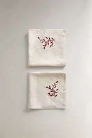 SET OF LINEN CHRISTMAS BRANCH NAPKINS (SET OF 2)