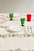 COTTON TABLECLOTH WITH CHRISTMAS HOLLY BORDER