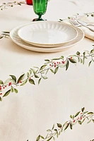 COTTON TABLECLOTH WITH CHRISTMAS HOLLY BORDER