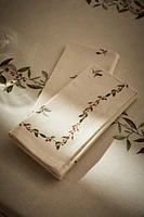 SET OF COTTON NAPKINS WITH CHRISTMAS HOLLY BORDER (SET OF 2)