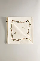 SET OF COTTON NAPKINS WITH CHRISTMAS HOLLY BORDER (SET OF 2)