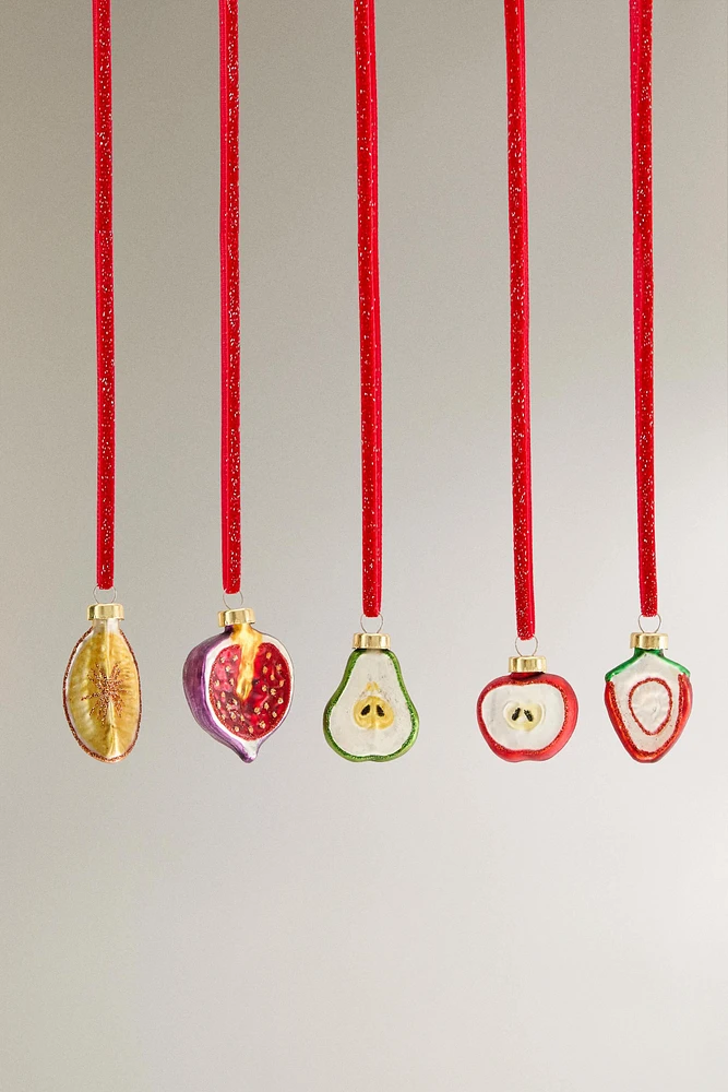 SET OF GLASS FRUITS TREE ORNAMENTS (SET OF 5)