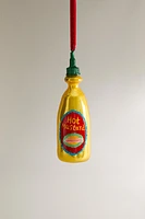 GLASS MUSTARD CHRISTMAS TREE ORNAMENT