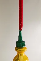 GLASS MUSTARD CHRISTMAS TREE ORNAMENT