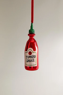 GLASS TOMATO SAUCE CHRISTMAS TREE ORNAMENT